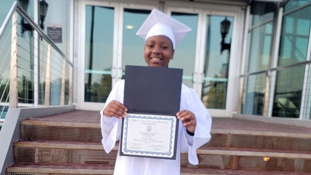 a young man graduating