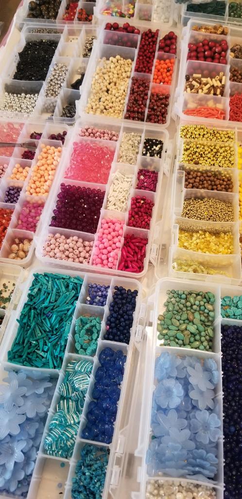 a tray of variety of beads