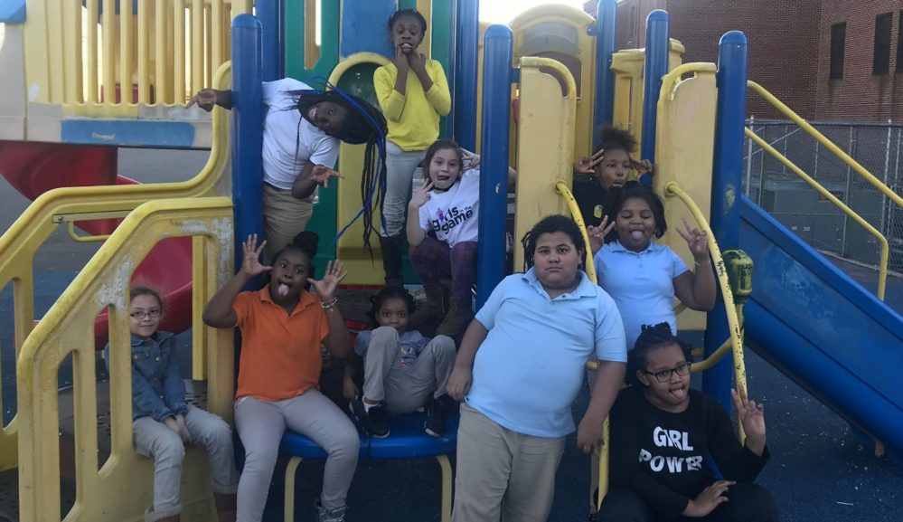 A group of girls on a playground