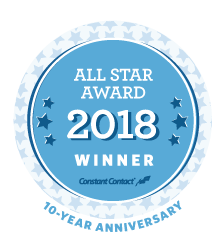 baby blue circle with all star award 2018 winner in white