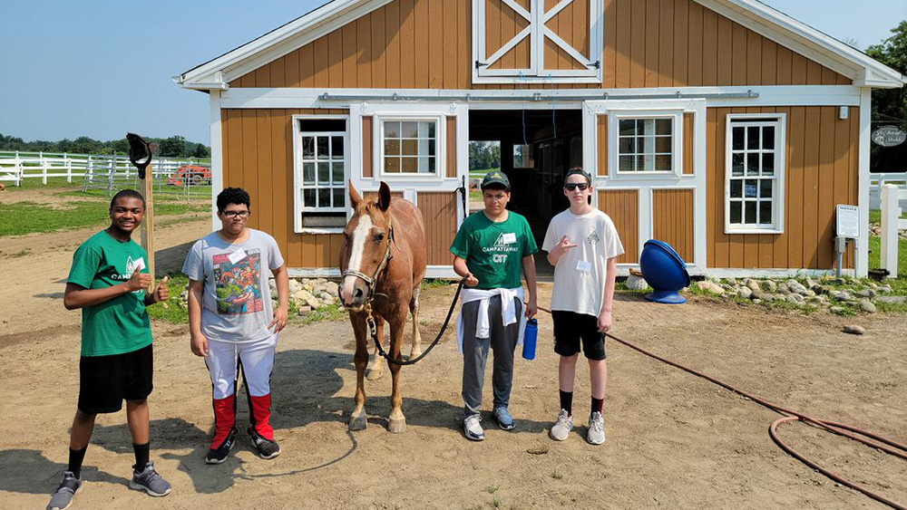 Boys with a horse