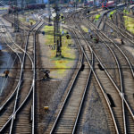 train tracks at a depot