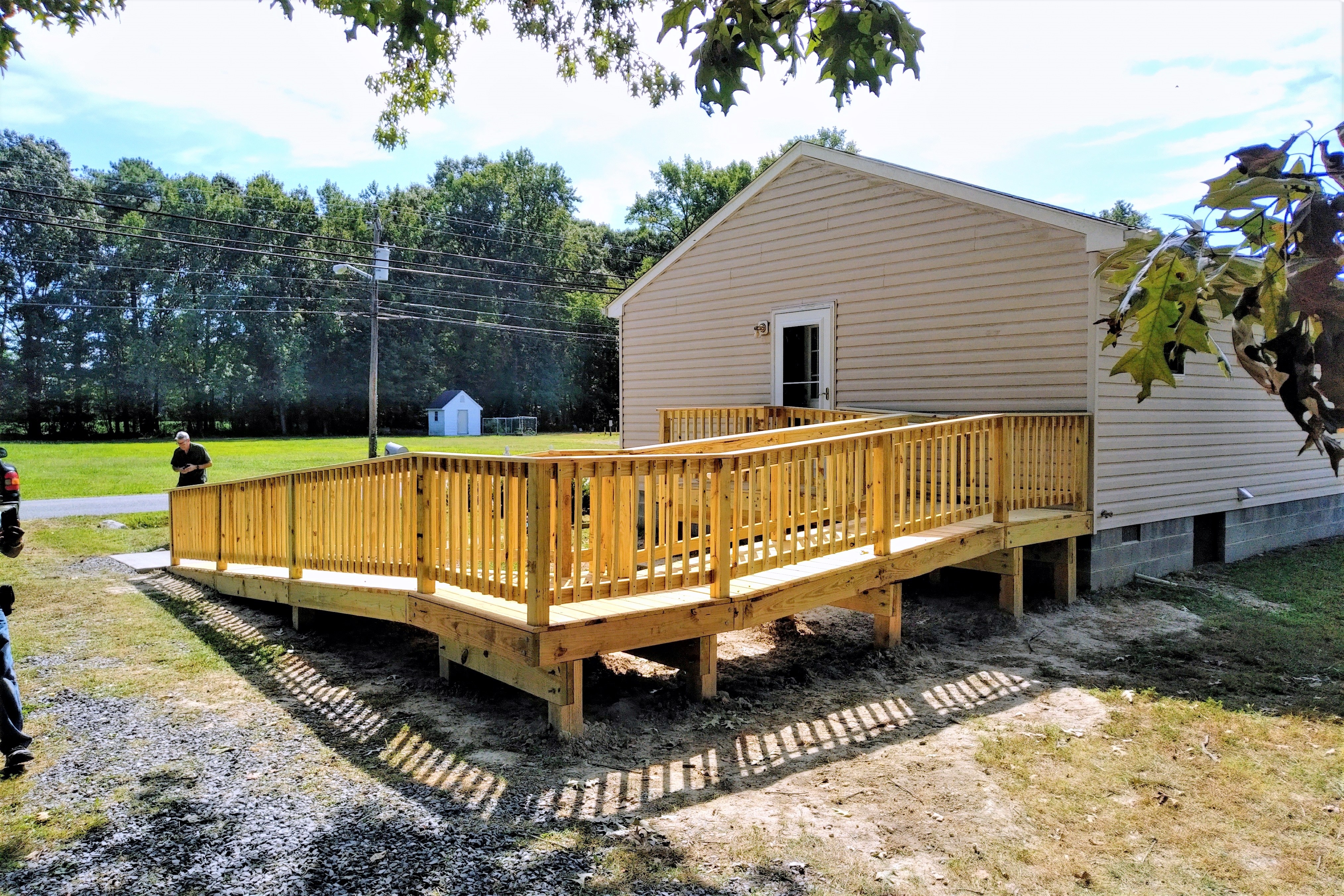 A newly built wooden ramp