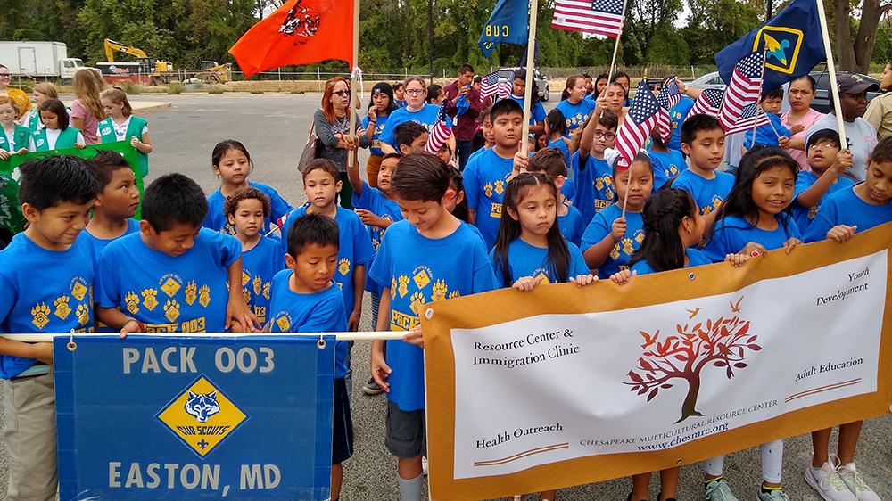 Cub Scouts in a parade