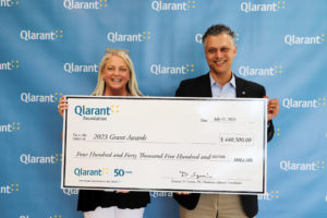 Qlarant Representatives holding the Big Check