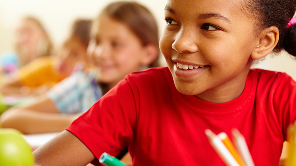 smiling child in class