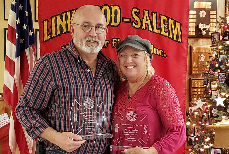Debbie Handley with Fire Chief Sonny Willey